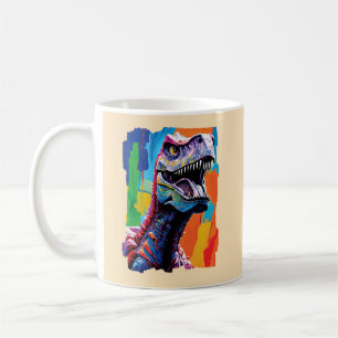 Schilderportret van een Tyrannosaurus rex T-Rex Koffiemok