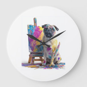 Schilders Pug � Abstracte Kunst Hond Grote Klok