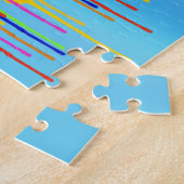 Schilderschijven op schaduwen van blauw Abstract Legpuzzel (Zijkant)