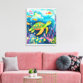 Schilderschildpad Canvas Afdruk (Insitu (Woonkamer))