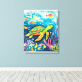 Schilderschildpad Canvas Afdruk (Insitu (Houten vloer))