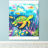 Schilderschildpad Canvas Afdruk (Insitu (Houten vloer))