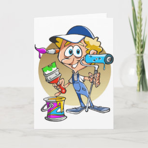 Schildersdecorateur Cartoon mascotte Kaart