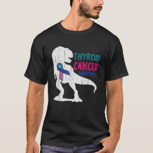 Schildklierkankerbewustzijn Cool T Rex Warrior Sur T-shirt