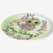 Schildkröte mit Blume Papieren Bordje (Gekanteld)