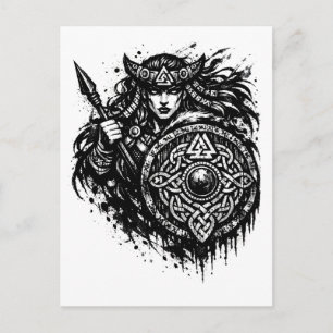 Schildmaagd Speer-Sigil – Mythic Warrior Inkt Briefkaart