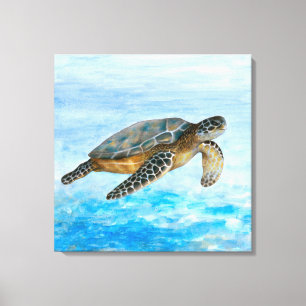 Schildpad 1 Zee Oceaan Canvas Afdruk