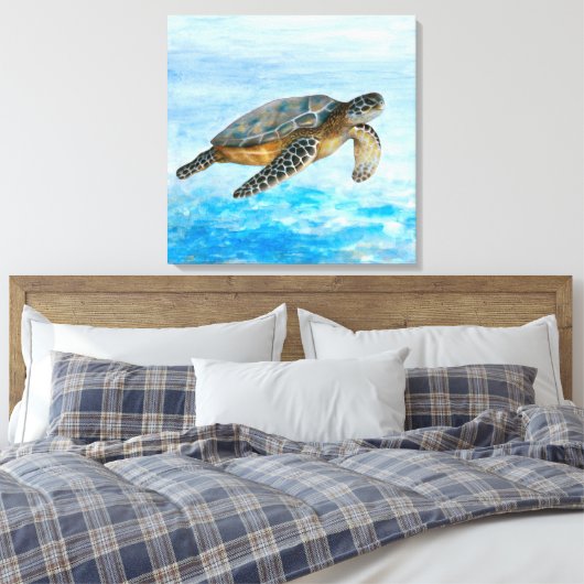 Schildpad 1 Zee Oceaan Canvas Afdruk (Insitu (Slaapkamer))