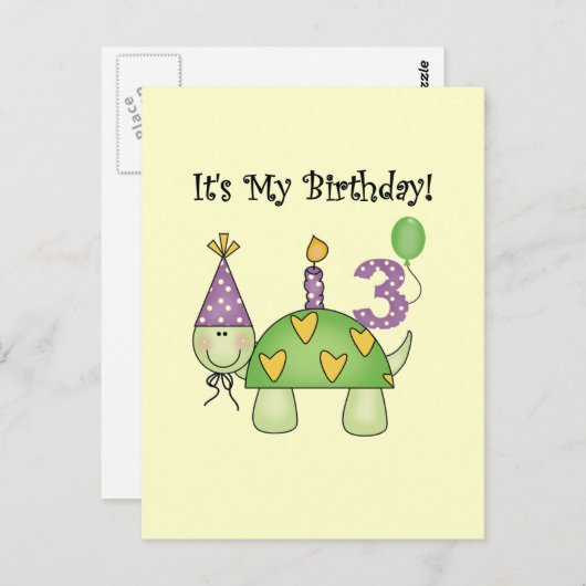 Schildpad 3e verjaardag Tshirts en geschenken Briefkaart (Voorkant / Achterkant)