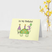 Schildpad 3e verjaardag Tshirts en geschenken Kaart (Gele Bloem)