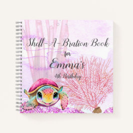 Schildpad 4e verjaardag, onder het Zee gastenboek Notitieboek