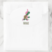 Schildpad 50.000 - Roze Ovale Sticker (Tas)