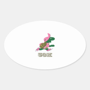 Schildpad 50.000 - Roze Ovale Sticker