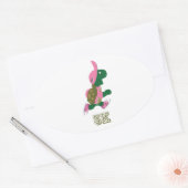 Schildpad 5K - Roze Ovale Sticker (Envelop)
