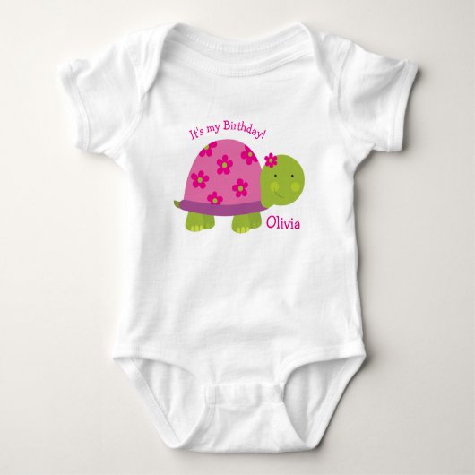 Schildpad - Aangepaste Baby bodysuit - 1e verjaard (Voorkant)