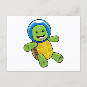 Schildpad als astronaut met glazen bal briefkaart