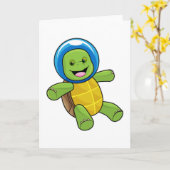 Schildpad als astronaut met glazen bal kaart (Gele Bloem)