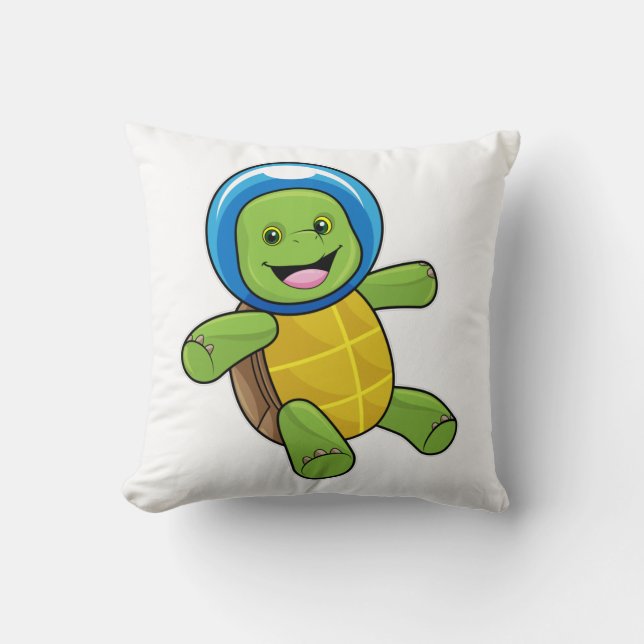 Schildpad als astronaut met glazen bal kussen (Voorkant)
