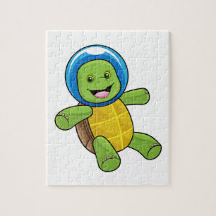 Schildpad als astronaut met glazen bal legpuzzel