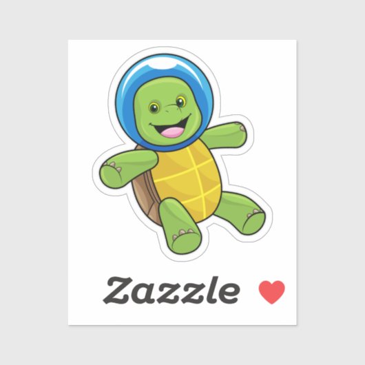 Schildpad als astronaut met glazen bal sticker (Vel)