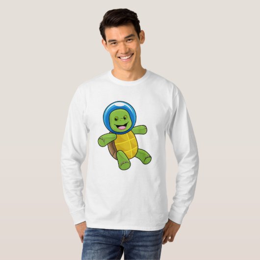 Schildpad als astronaut met glazen bal t-shirt (Voorkant volledig)
