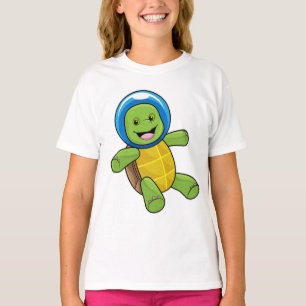 Schildpad als astronaut met glazen bal t-shirt