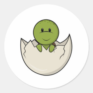 Schildpad als Baby met eierschaal Ronde Sticker