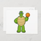 Schildpad als basketballer met basketbal briefkaart (Voorkant / Achterkant)