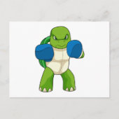 Schildpad als bokser met boks handschoenen briefkaart (Voorkant)