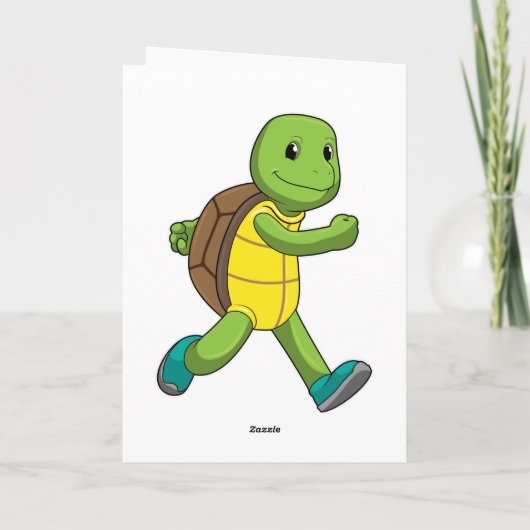 Schildpad als hardloper tijdens het hardlopen kaart (Achterkant)