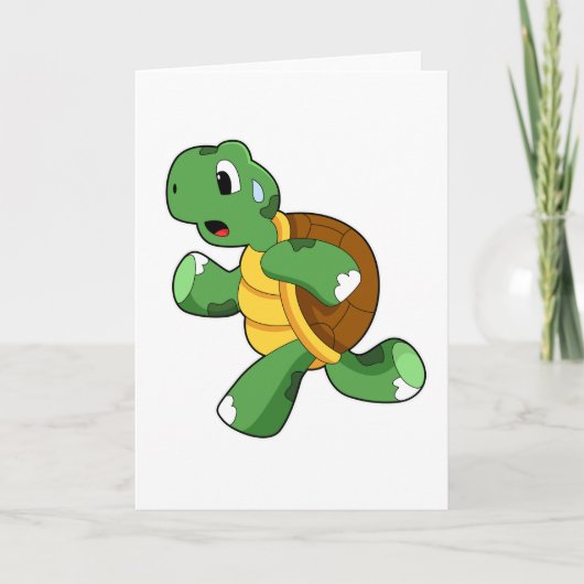 Schildpad als jogger tijdens hardlopen kaart (Voorkant)