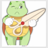 Schildpad als kapper met schaar sticker (Vel)