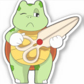 Schildpad als kapper met schaar sticker (Voorkant)