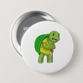 Schildpad als Pensioner met een wandelstok Ronde Button 7,6 Cm (Voorkant /achterkant)