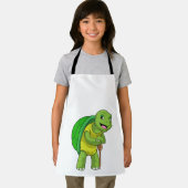 Schildpad als Pensioner met een wandelstok Schort (Insitu)