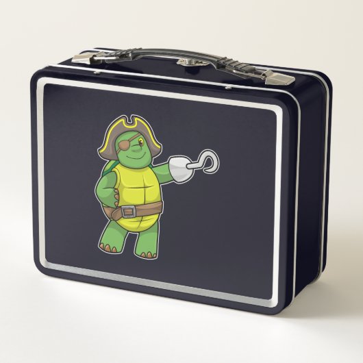 Schildpad als Piraat met gebookte hand- en oogpatc (Achterkant)