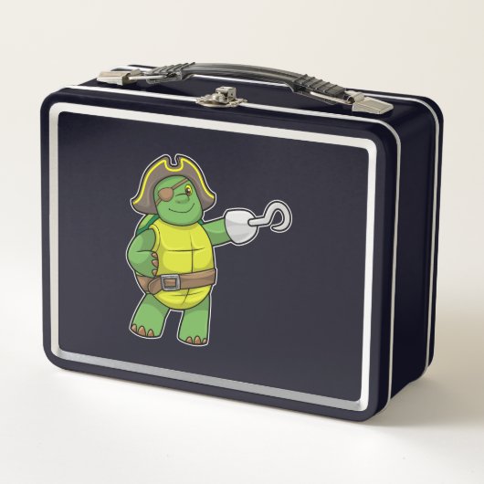 Schildpad als Piraat met gebookte hand- en oogpatc (Voorkant)