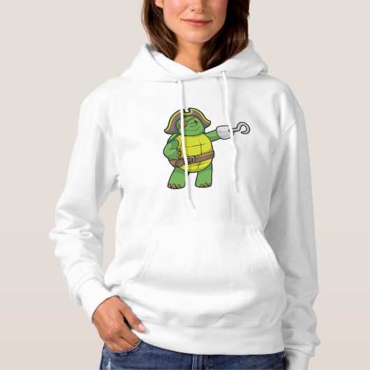 Schildpad als Piraat met gebookte hand- en oogpatc Hoodie (Voorkant)