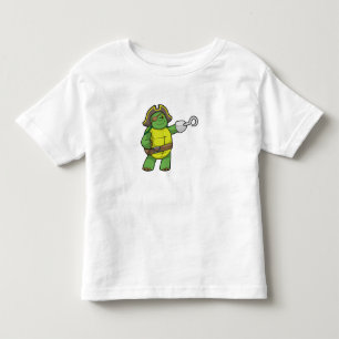 Schildpad als Piraat met gebookte hand- en oogpatc Kinder Shirts