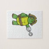 Schildpad als Piraat met gebookte hand- en oogpatc Legpuzzel (Horizontaal)