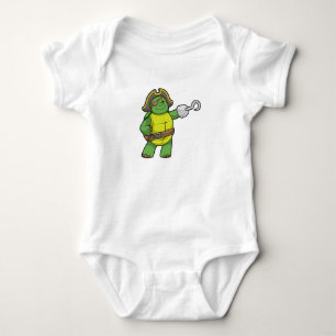 Schildpad als Piraat met gebookte hand- en oogpatc Romper