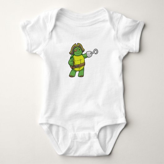 Schildpad als Piraat met gebookte hand- en oogpatc Romper (Voorkant)
