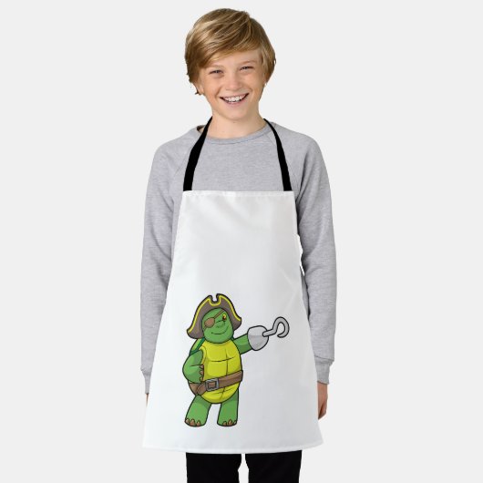 Schildpad als Piraat met gebookte hand- en oogpatc Schort (Gedragen)