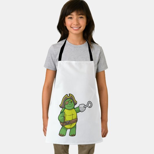 Schildpad als Piraat met gebookte hand- en oogpatc Schort (Insitu)