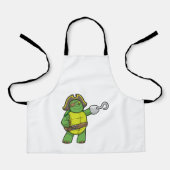 Schildpad als Piraat met gebookte hand- en oogpatc Schort (Voorkant)