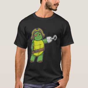 Schildpad als Piraat met gebookte hand- en oogpatc T-shirt