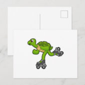 Schildpad als schaatser met rollerschaatsen briefkaart (Voorkant / Achterkant)