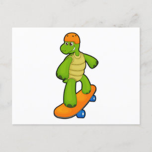 Schildpad als skateboarder met skateboard en helm briefkaart
