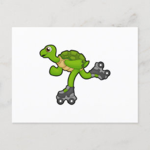Schildpad als Skater met Inline skates Briefkaart