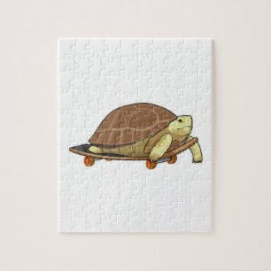 Schildpad als Skater met skateboard Legpuzzel